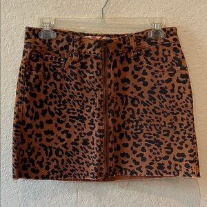 Free People We The Free Leopard Print Cotton Mini Skirt
